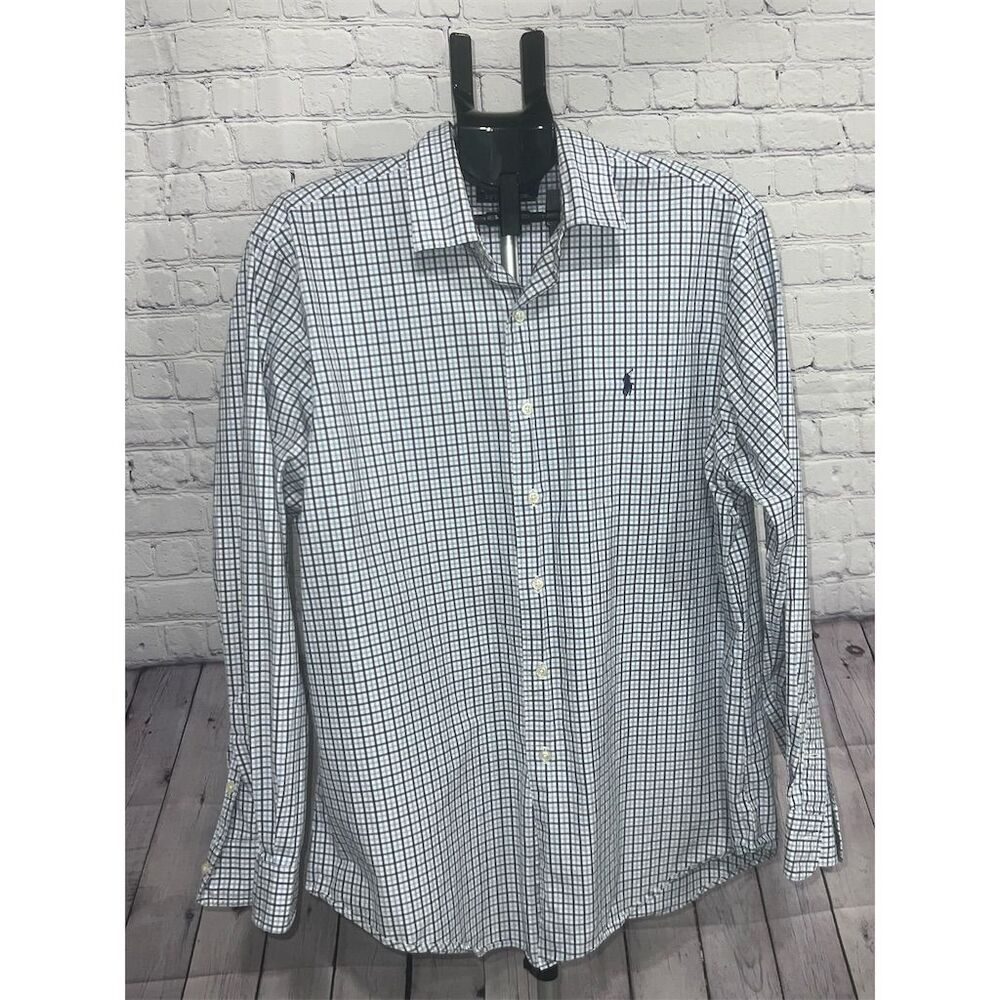 Polo Ralph Lauren Men's XL Blue & White Tattersall Check Button-Down Shirt
